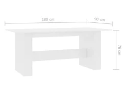 Mesa de comedor de aglomerado blanco 180x90x76 cm