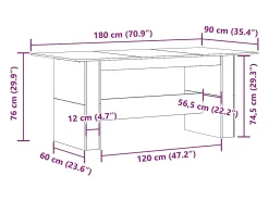Mesa de comedor de aglomerado madera envejecida 180x90x76 cm