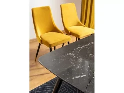 Mesa de comedor de diseño con aspecto de mármol negro y patas de metal Control