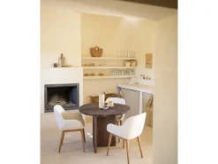 Mesa de comedor de forma orgánica de madera de abeto maciza Decowood en tono nogal de 100x75cm - MUR - DECOWOOD