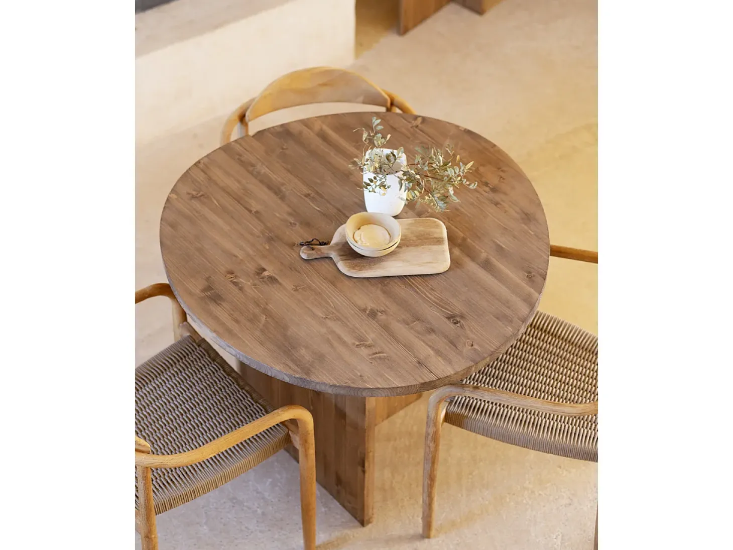 Mesa de comedor de forma orgánica de madera de abeto maciza Decowood en tono roble oscuro de 100x75cm - MUR - DECOWOOD