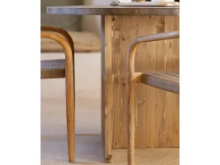 Mesa de comedor de forma orgánica de madera de abeto maciza Decowood en tono roble oscuro de 100x75cm - MUR - DECOWOOD