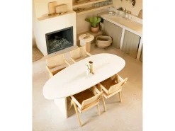 Mesa de comedor de forma orgánica de madera de abeto maciza Decowood en tono natural de 210,9x75cm - MUR - DECOWOOD