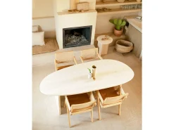 Mesa de comedor de forma orgánica de madera de abeto maciza Decowood en tono natural de 210,9x75cm - MUR - DECOWOOD