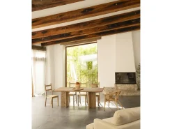Mesa de comedor de madera maciza en tono roble oscuro 160x75cm - TENA - DECOWOOD