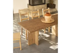 Mesa de comedor de madera maciza en tono roble oscuro 160x75cm - TENA - DECOWOOD