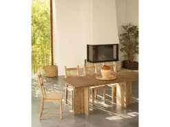 Mesa de comedor de madera maciza en tono roble oscuro 160x75cm - TENA - DECOWOOD