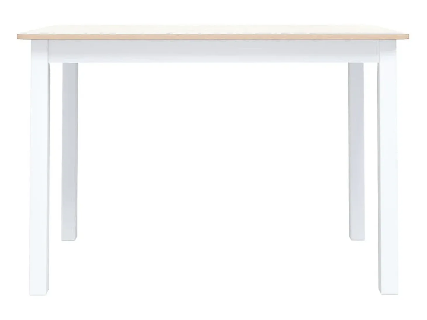 Mesa de comedor de madera de caucho blanco marrón 114x71x75 cm