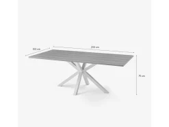 Mesa de comedor de madera 200x100 cm con patas cruzadas color blanco Moyo