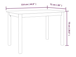 Mesa de comedor de madera maciza de caucho negro 114x71x75 cm