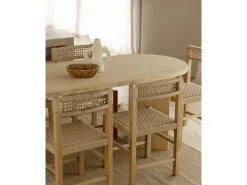 Mesa de comedor de madera maciza de abeto ovalada Decowood en tono roble medio de 180x75cm en tono roble medio - OSAKA - DECOWOOD