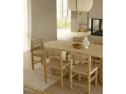Mesa de comedor de madera maciza de abeto ovalada Decowood en tono roble medio de 180x75cm en tono roble medio - OSAKA - DECOWOOD