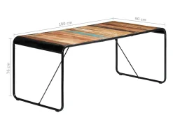 Mesa de comedor de madera maciza reciclada 180x90x76 cm