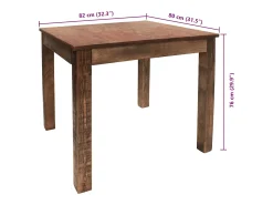 Mesa de comedor de madera reciclada mixta 82x80x76 cm