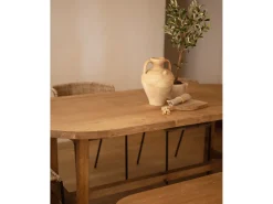 Mesa de comedor de madera maciza de abeto ovalada Decowood en tono roble oscuro de 180x80cm - OLIVIA - DECOWOOD