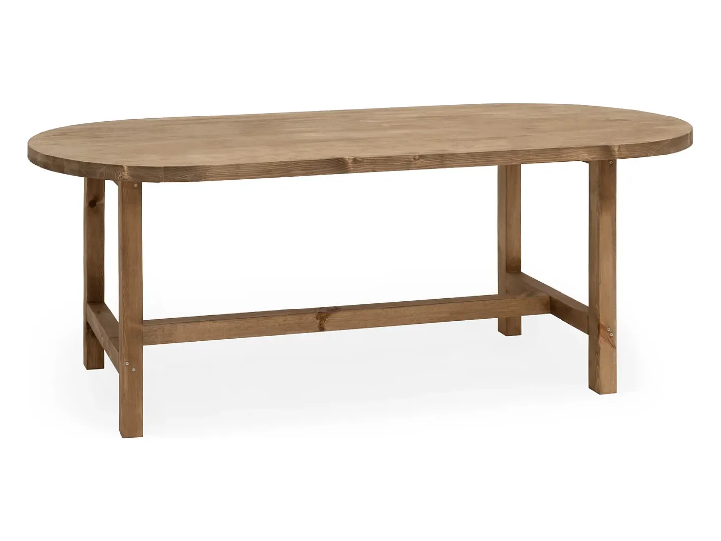 Mesa de comedor de madera maciza de abeto ovalada Decowood en tono roble oscuro de 180x80cm - OLIVIA - DECOWOOD