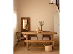 Mesa de comedor de madera maciza de abeto ovalada Decowood en tono roble oscuro de 180x80cm - OLIVIA - DECOWOOD
