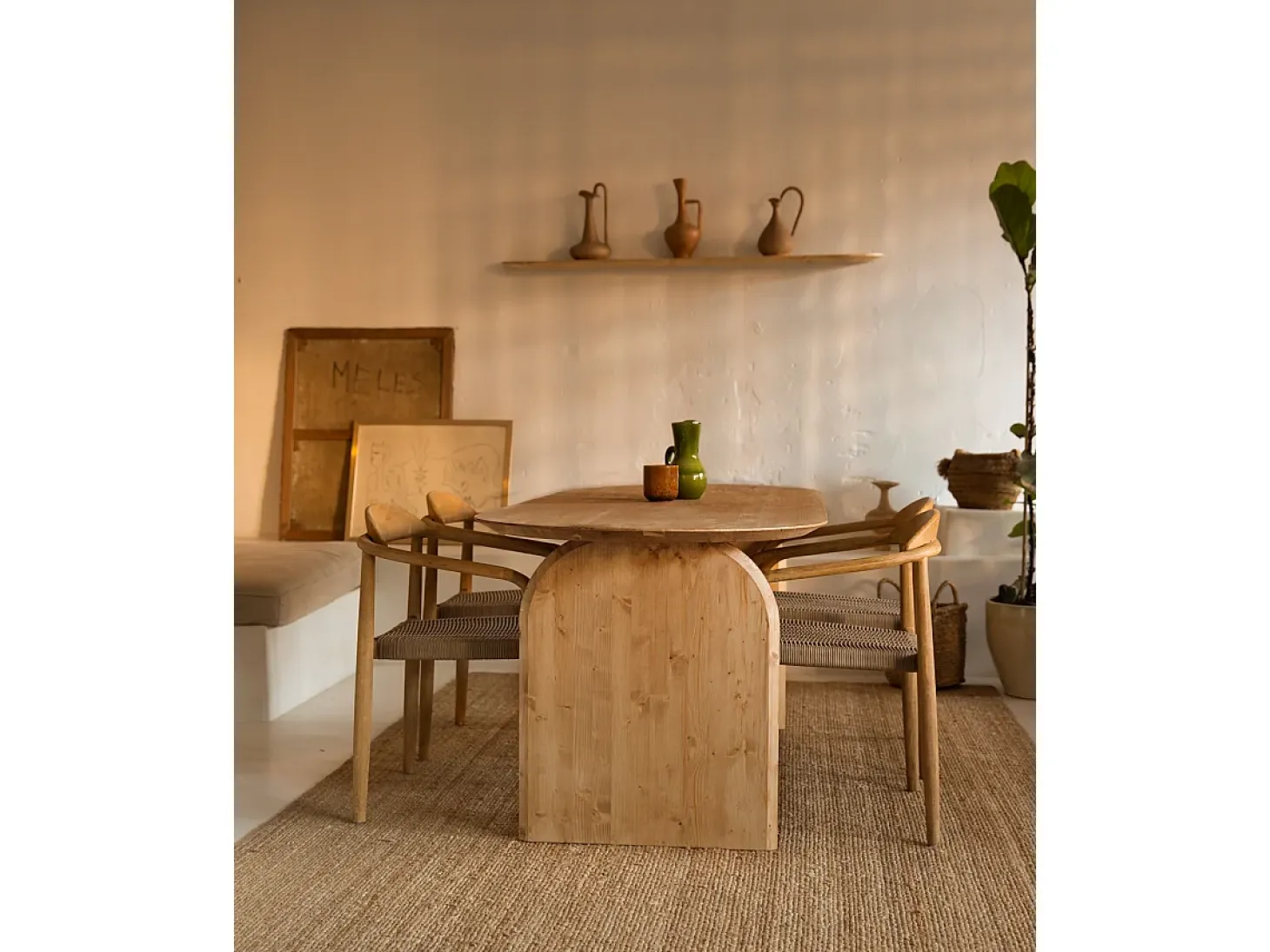 Mesa de comedor de madera de abeto maciza ovalada Decowood en tono roble medio de 180x75,2cm - BLOOM - DECOWOOD