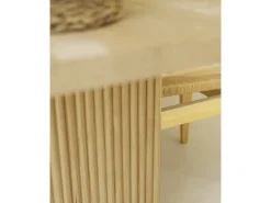 Mesa de comedor de madera de pino maciza rectangular con patas ranuradas Decowood de 200x80cm en tono natural - BALI - DECOWOOD