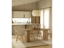 Mesa de comedor de madera maciza de abeto ovalada Decowood en tono roble oscuro de 180x75cm en tono roble oscuro - OSAKA - DECOWOOD