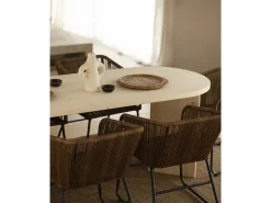 Mesa de comedor de madera maciza de abeto ovalada Decowood en tono natural de 180x75cm en tono natural - OSAKA - DECOWOOD