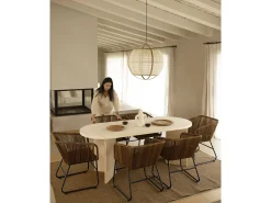 Mesa de comedor de madera maciza de abeto ovalada Decowood en tono natural de 180x75cm en tono natural - OSAKA - DECOWOOD
