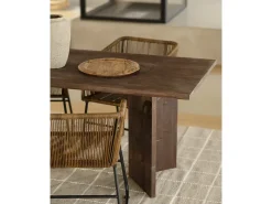 Mesa de comedor de madera maciza de abeto rectangular Decowood en tono nogal de 200x75cm en tono nogal - KYOTO - DECOWOOD