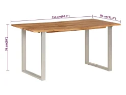 Mesa de comedor de madera maciza de acacia 154x80x76 cm