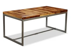 Mesa de comedor de madera maciza de sheesham y acero 180 cm