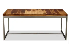Mesa de comedor de madera maciza de sheesham y acero 180 cm