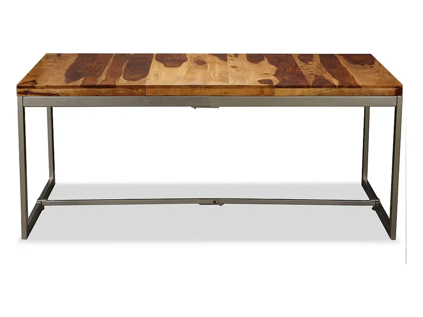 Mesa de comedor de madera maciza de sheesham y acero 180 cm