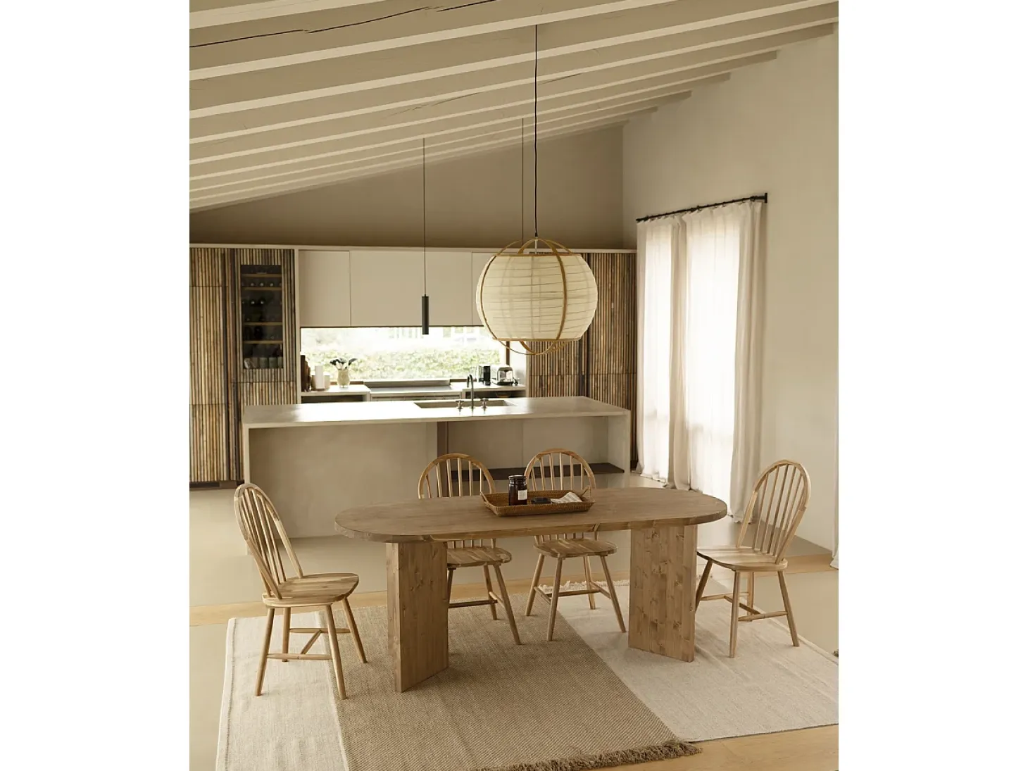 Mesa de comedor de madera maciza de abeto ovalada Decowood en tono roble oscuro de 160x75cm en tono roble oscuro - OSAKA - DECOWOOD