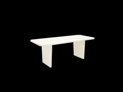 Mesa de comedor de madera de abeto maciza en microcemento rectangular Decowood de 180x75cm en tono blanco roto - BIMBA - DECOWOOD