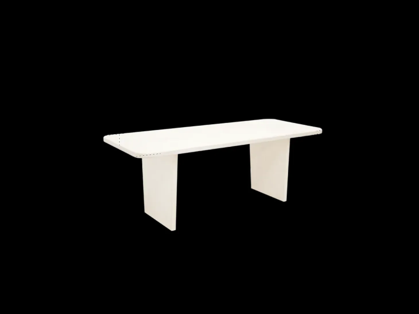 Mesa de comedor de madera de abeto maciza en microcemento rectangular Decowood de 180x75cm en tono blanco roto - BIMBA - DECOWOOD