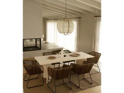 Mesa de comedor de madera maciza de abeto rectangular Decowood en tono natural de 160x75cm en tono natural - KYOTO - DECOWOOD