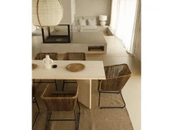 Mesa de comedor de madera maciza de abeto rectangular Decowood en tono natural de 160x75cm en tono natural - KYOTO - DECOWOOD