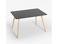 Mesa de comedor de madera cocina 120x80 cm blanco negro Demant - Negro