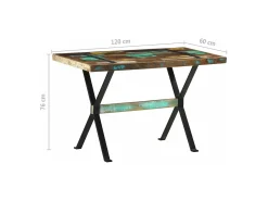 Mesa de comedor de madera maciza reciclada 120x60x76 cm