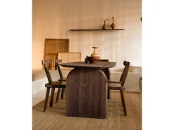 Mesa de comedor de madera de abeto maciza ovalada Decowood en tono nogal de 180x75,2cm - BLOOM - DECOWOOD