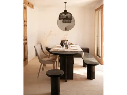 Mesa de comedor de madera maciza de abeto ovalada Decowood en tono negro de 180x80cm - TOKYO - DECOWOOD