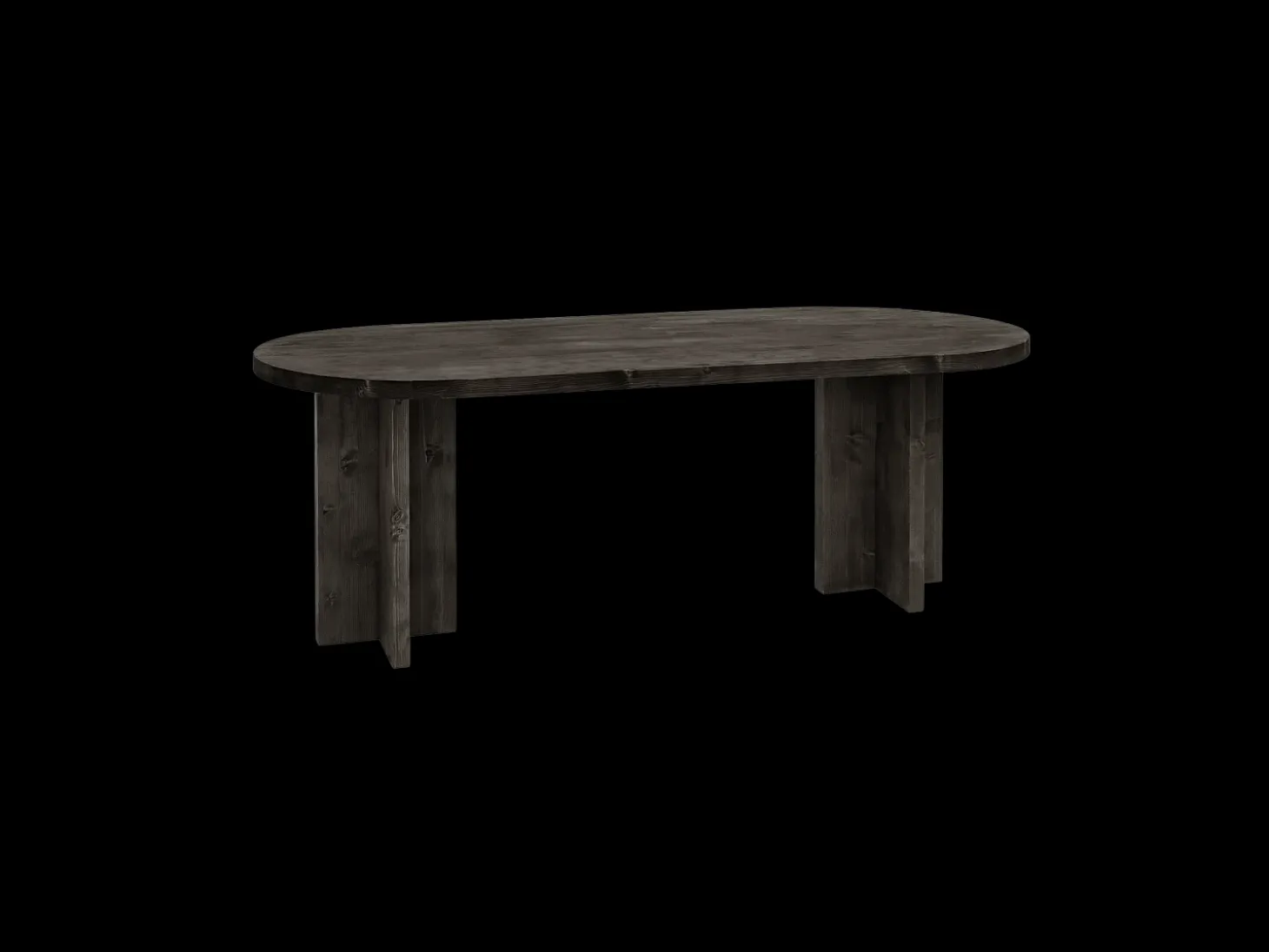 Mesa de comedor de madera maciza de abeto ovalada Decowood en tono negro de 180x80cm - TOKYO - DECOWOOD