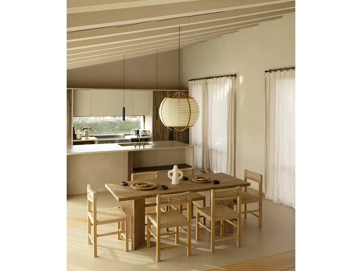 Mesa de comedor de madera maciza de abeto rectangular Decowood en tono roble oscuro de 160x75cm en tono roble oscuro - KYOTO - DECOWOOD