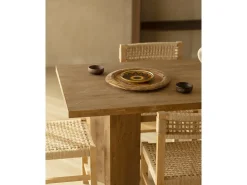 Mesa de comedor de madera maciza de abeto rectangular Decowood en tono roble oscuro de 160x75cm en tono roble oscuro - KYOTO - DECOWOOD