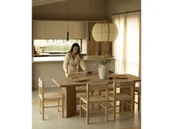 Mesa de comedor de madera maciza de abeto rectangular Decowood en tono roble oscuro de 160x75cm en tono roble oscuro - KYOTO - DECOWOOD