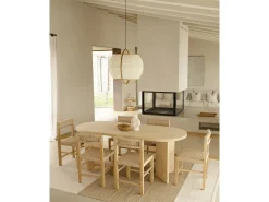 Mesa de comedor de madera maciza de abeto ovalada Decowood en tono roble medio de 200x75cm en tono roble medio - OSAKA - DECOWOOD