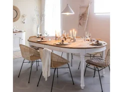 Mesa de comedor de madera reciclada con extensiones Garance, estilo campestre y auténtico