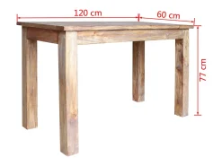 Mesa de comedor de madera maciza reciclada 120x60x77 cm