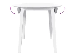Mesa de comedor de madera maciza de caucho blanco