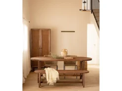 Mesa de comedor de madera maciza de abeto ovalada Decowood en tono nogal de 200x85cm - OLIVIA - DECOWOOD