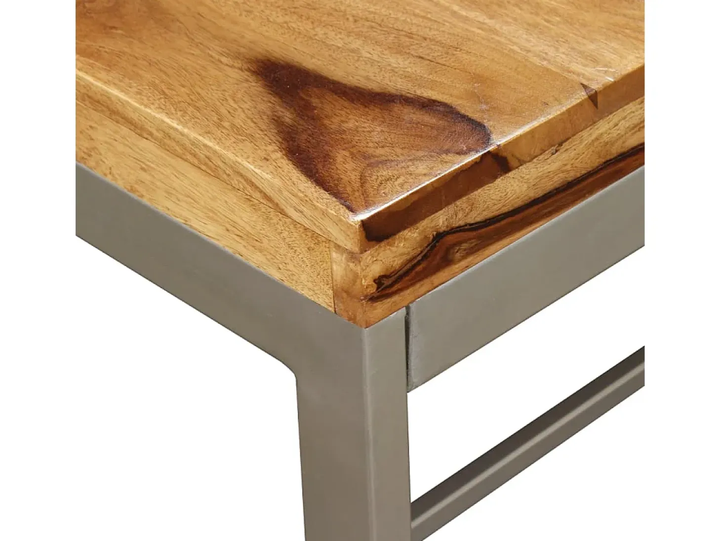 Mesa de comedor de madera maciza de acacia y acero 180 cm